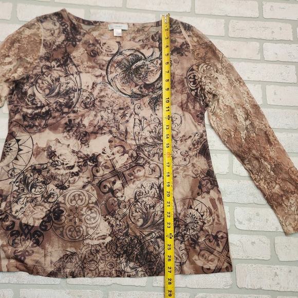 CJ BANKS Womens Rustic Lace Long Sleeve with Rhinestones Size 1X - Picture 11 of 13